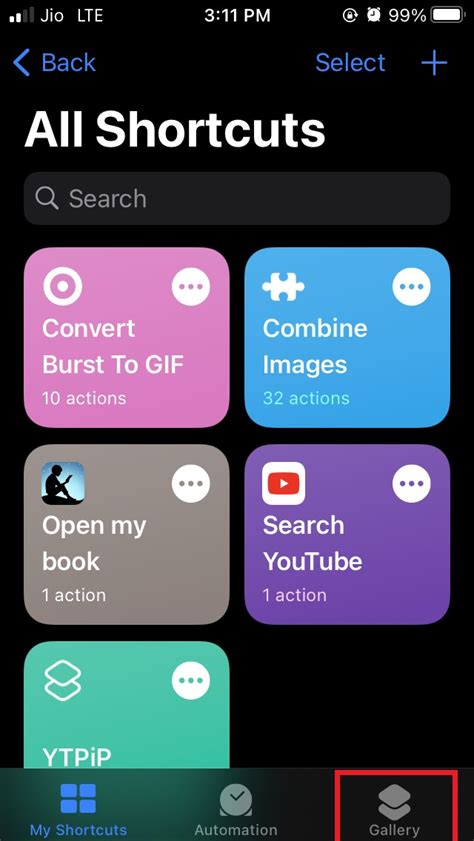 shortcuts gallery share wifi
